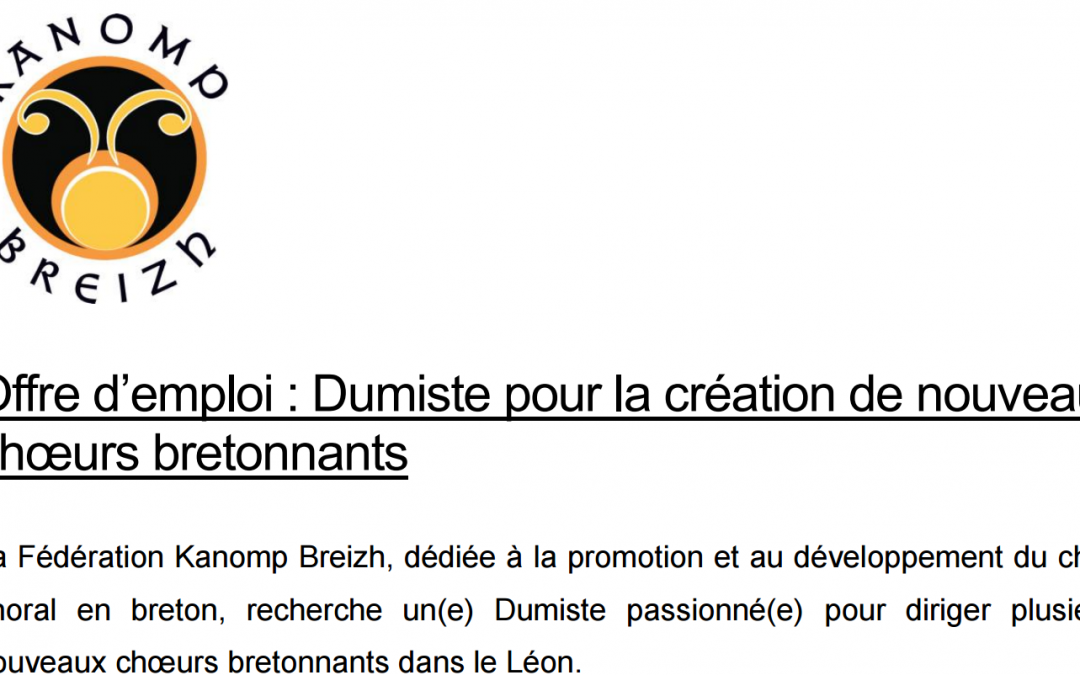 Kanomp Breizh recrute un DUMISTE