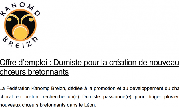 Kanomp Breizh recrute un DUMISTE